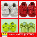 Factory price 2015 high quality Korea sweet color bow and tassels sandals cow leather wholesale of childrens shoes